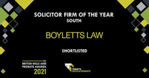 Boyletts Law shortlisted for wills and probate solicitor firm of the year