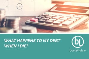 Coins and calculator image for what happens to my debt when i die blog