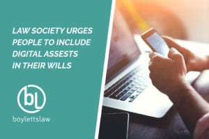 person holding a smartphone and using a laptop image for why you should include digital assets in your will blog